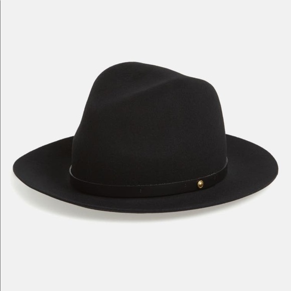 Rag & Bone floppy brim felted wool fedora size medium, black color, leather band - Picture 1 of 9